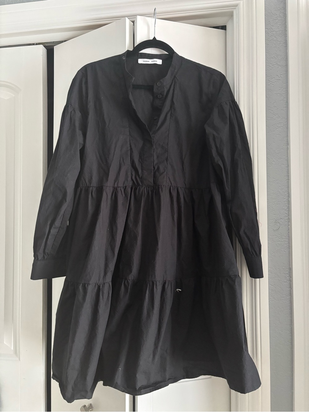 Samsoe Samsoe Black Tiered Long Sleeve Dress